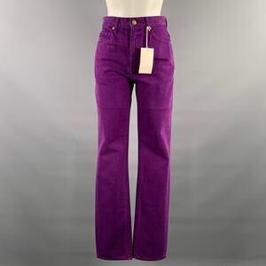 ULLA JOHNSON Size 25 Purple Cotton Straight Jeans